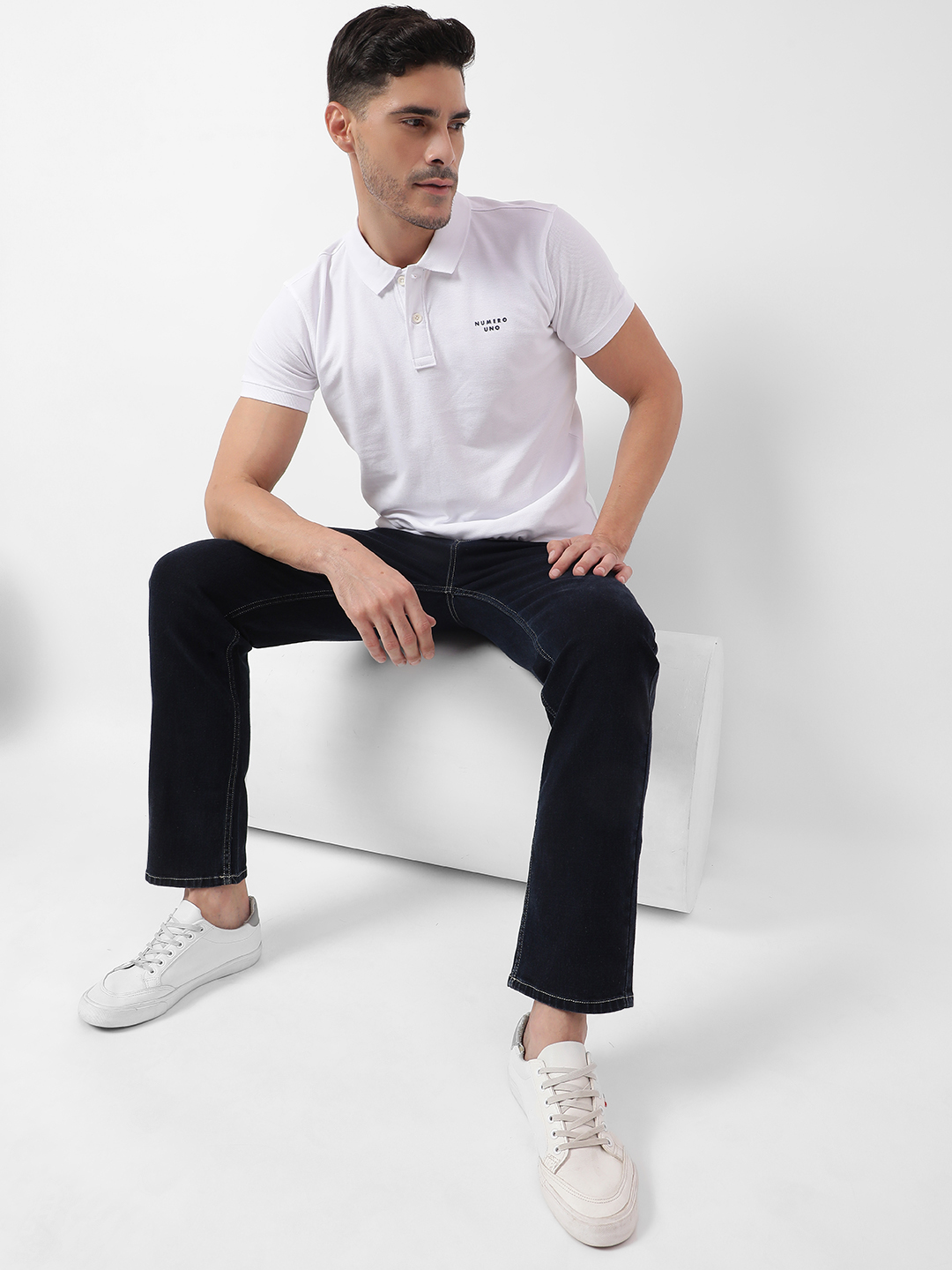 Numero Uno Men Solid Dark Blue Jeans